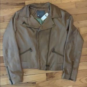 Anthropologie Tan Faux Suede Moto Jacket